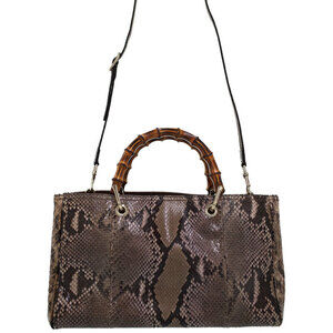 Gucci Python Bamboo Shopper Tote Bag